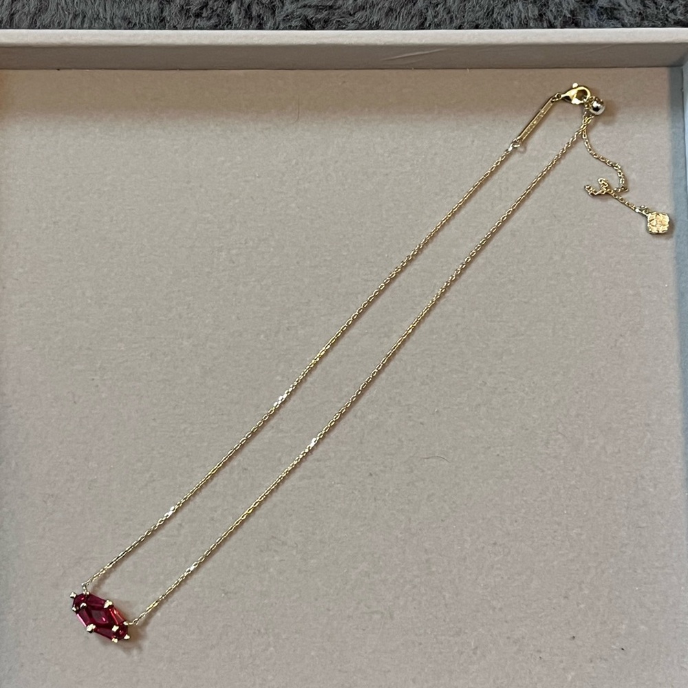 Lindy Rae Red Crystal Pendant Necklace in Gold